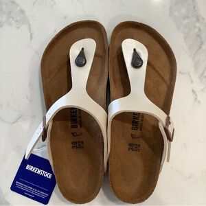 Birkenstock Gizeh Pearl White Sz 38 NEW